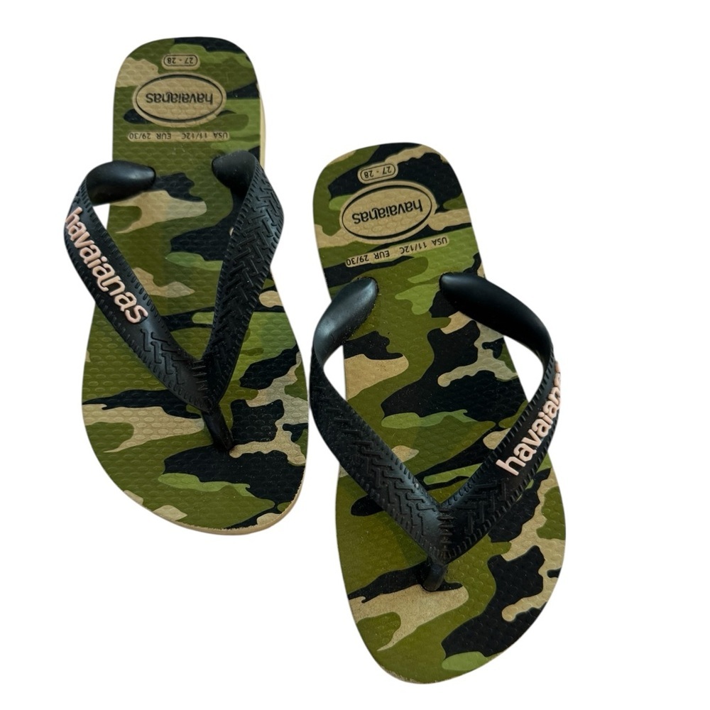 Havaianas Camouflage Youth Flip Flops USA 11/12C Summer Beach Vacation Play